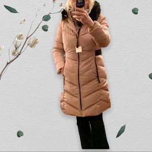 Fawn Hooded Puffer Coat Detachable 